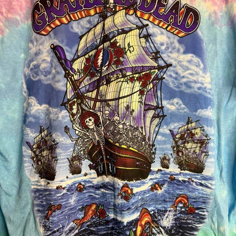 Liquid Blue Grateful Dead Ship of Fools Tie-Dye T-Shirt - Picture 2 of 6
